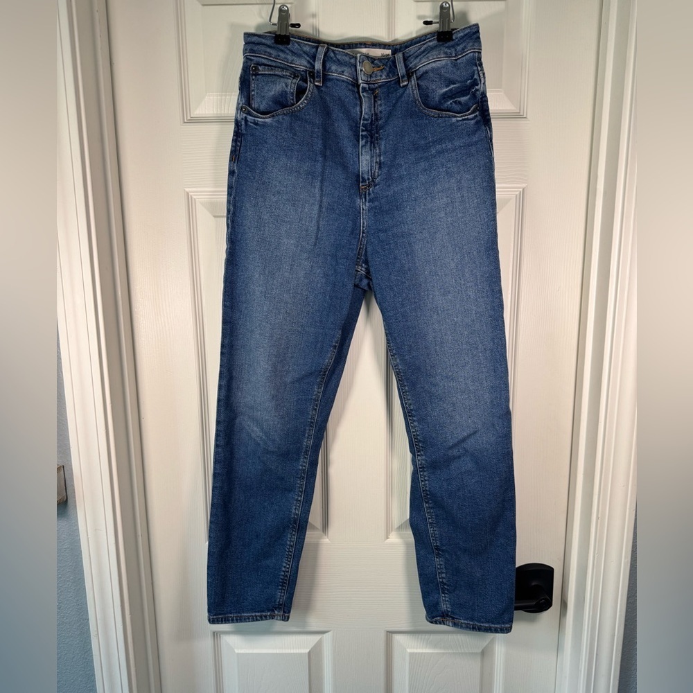 ASOS High Rise Mom Jeans in Medium Blue